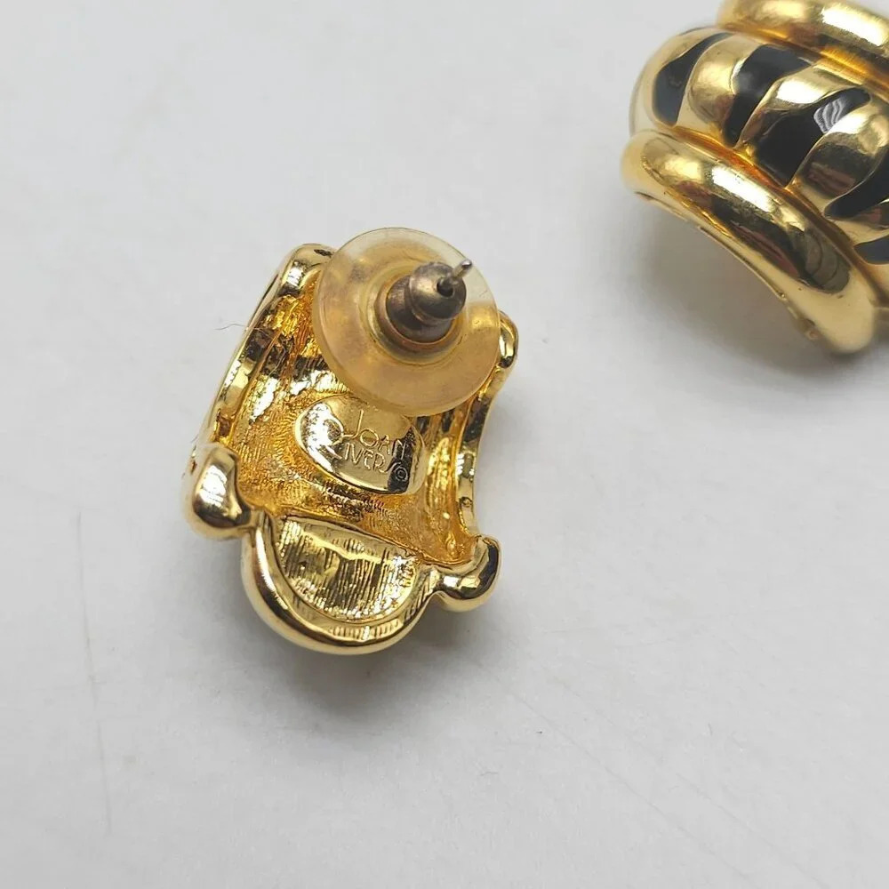 Vintage Joan Rivers Gold Tone Black Enamel Animal… - image 3